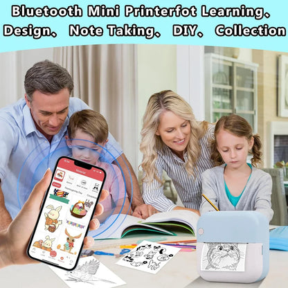 Mini Printer, Portable Thermal Photo Printer, Inkless Sticker Maker Machine for Notes, Photos, Stickers, Labels