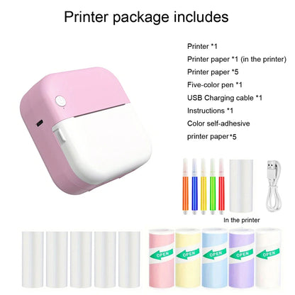 Mini Printer, Portable Thermal Photo Printer, Inkless Sticker Maker Machine for Notes, Photos, Stickers, Labels