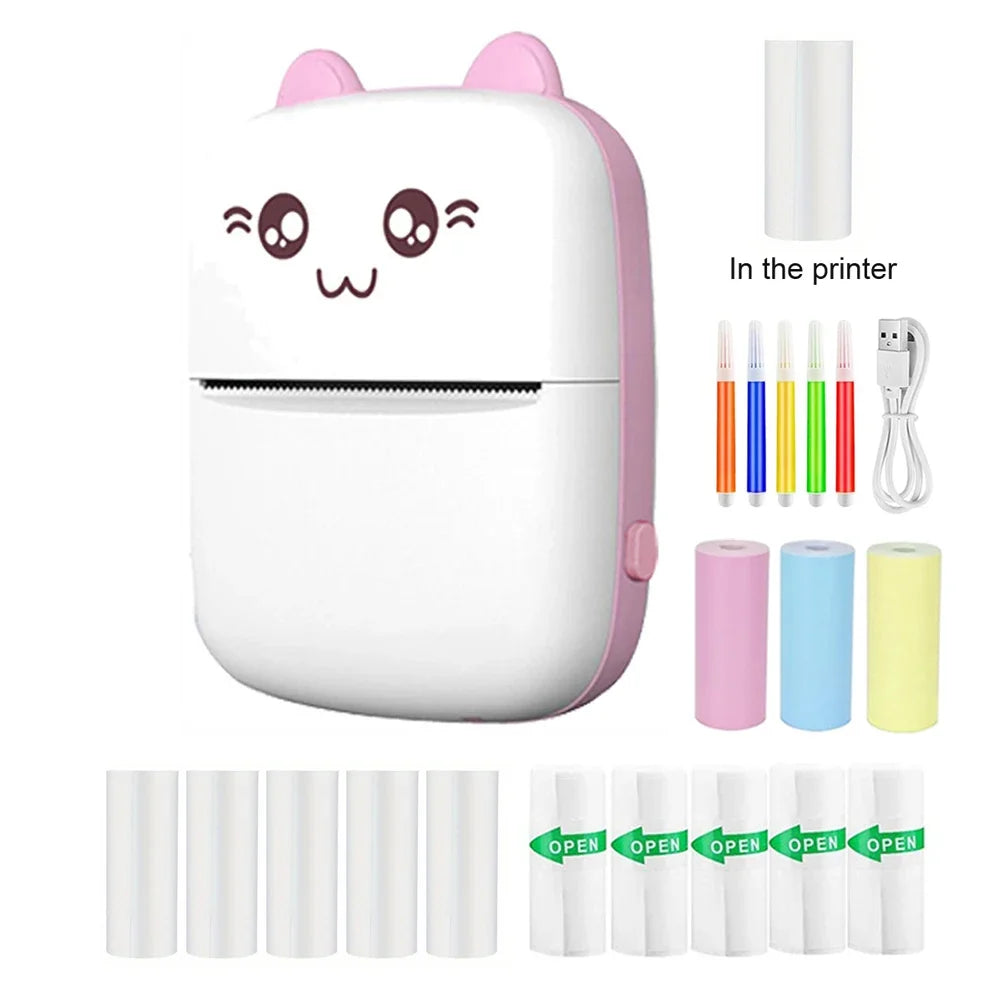 Mini Printer, Portable Thermal Photo Printer, Inkless Sticker Maker Machine for Notes, Photos, Stickers, Labels